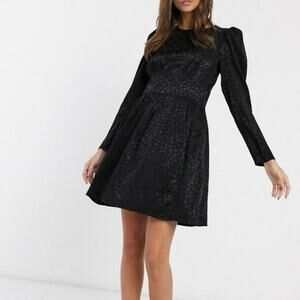 Paris Atelier & Other Stories Black Viscose Heart Print Mini Dress Size 2